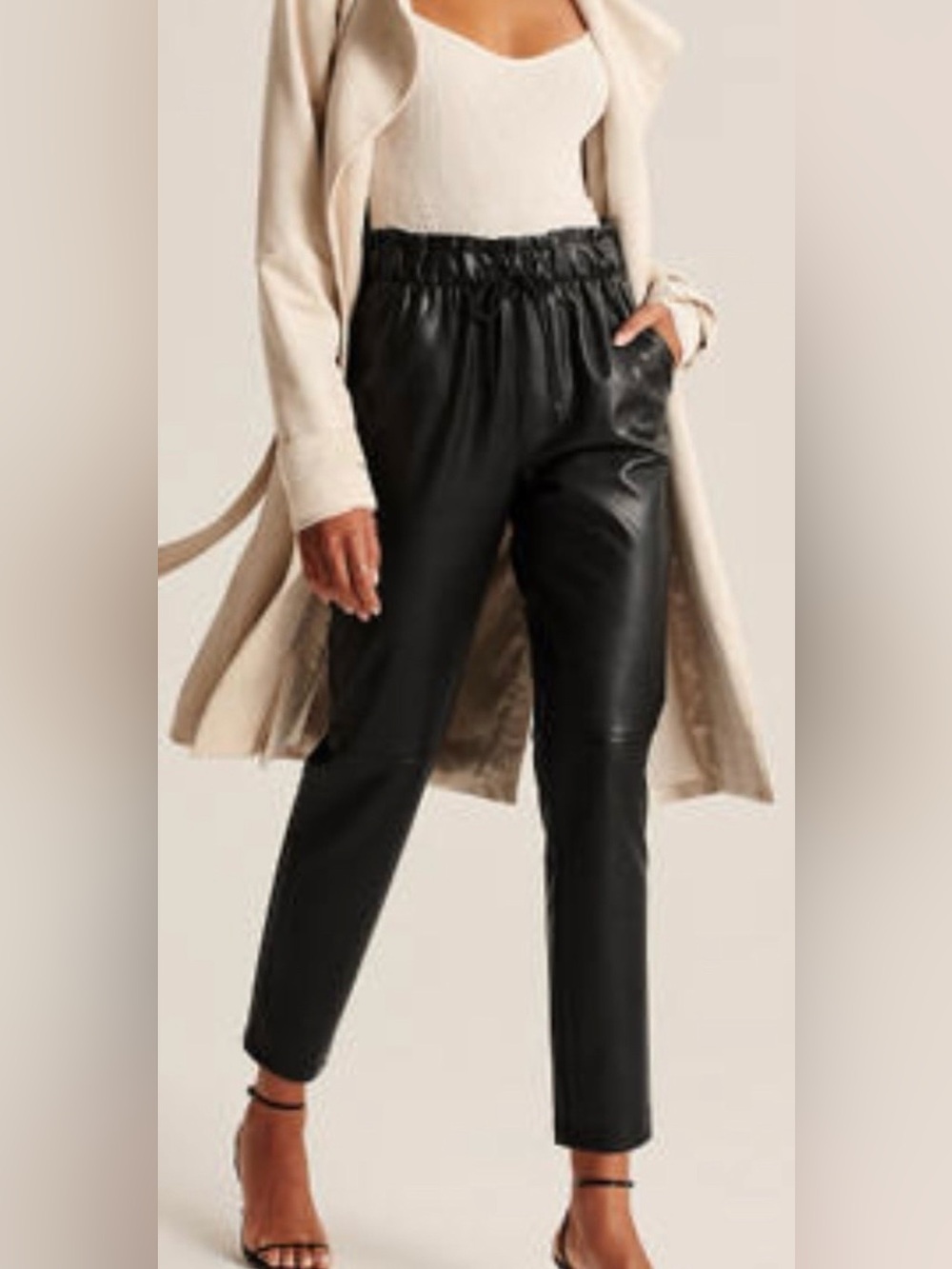 Abercrombie & Fitch Black Faux-Leather Ankle Pants